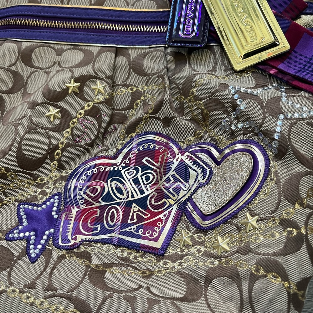 Coach Tan and Gold Signature Shoulder Bag - Picture 3 of 12
